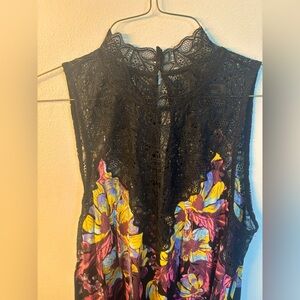 Free People Victorian inspired lace and floral sleeveless dress!